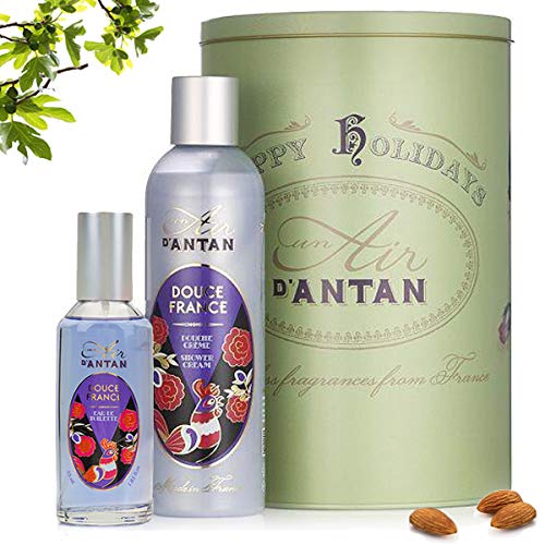 Un Air d'Antan® Cofanetto Bagno Douce per Donna - 1 Eau de Toilette 55ml e 1 Gel Doccia Idratante 250ml - Profumo Originale Mandorle Dolci e Fichi - Idea Regalo di Natale Donna Originali Compleanno