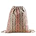 Produktbild CLOOM Kleiner Rucksäcke Damen Vintage Mädchen Printed Drawstring große Kapazität Eimer Tasche Doppel Rucksack Beam Bag Student Bag Leichter Backpacker Rucksack Umhängetasche Handtasche (Khaki)