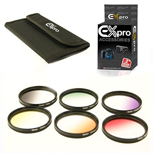 Ex-Pro ® - Set di 6 filtri 67 mm laureato colore kit con custodia