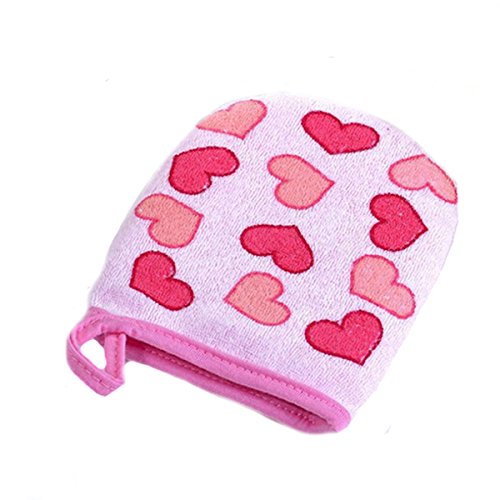 EJY Cute Cartoon Bath Gloves for Baby Baby Boys Girls Bath Sponge for Bath Time (pink heart)