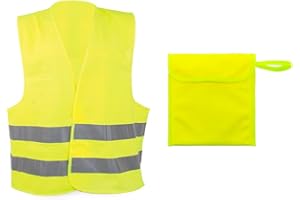 Adri Chaleco Reflectante de Seguridad, Poliéster, Unisex Adulto, Amarillo, Ajustable con Cierre de Velcro, Homologado, con Bolsa de Almacenamiento