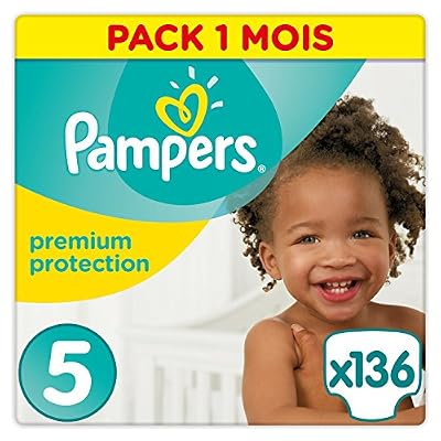 Pampers - Premium Protection - Couches Taille 5 (11-23 kg /Junior) - Pack Economique 1 Mois de Consommation (x136 couches)