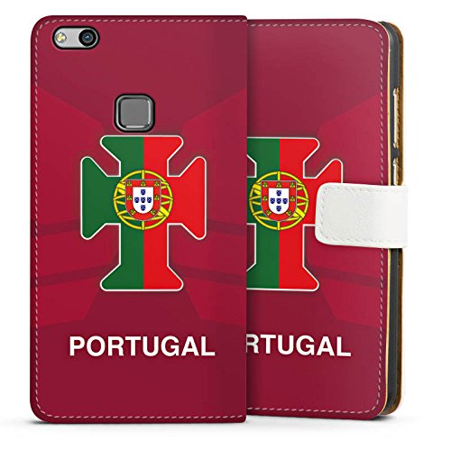 Huawei P 10 lite Flip Tasche Schutz Hülle Walletcase Bookstyle Portugal EM Trikot Fußball Europameisterschaft
