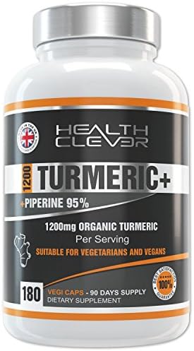 Turmeric Curcumin 180 Organic Veggie Capsules with Piperine Exract 95% Black Pepper, AKA BioPerine, Potent 1200mg 2 Capsule Serving, 3 Months' Supply. Max Strength Vegan/Vegetarian Extract Powder Supplements for Men and Women on Amazon. 90 DAY MONEY BACK GUARANTEE