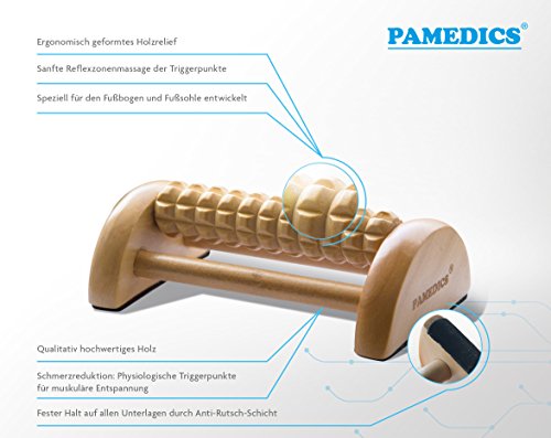 FOOTFLOW Fuß Massageroller von PAMEDICS (inkl Gratis EBOOK) / Entlastung von Schmerz und Verspannung / Natürliche Stimulation der Muskeln und Weichgewebe / Fußroller aus Holz zum Lösen von verklebten Faszien / Reflexzonenmassage , Fersensporn und Plantarfaszitits Entlastung / Nerven und Triggerpunktaktivierung - 2