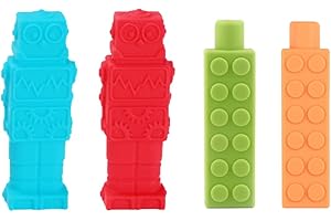 Jugute Lápiz Silicona, Yuccer 4 Paquetes No Tóxico Mordedor de Silicona Sensorial Juguetes para Niños (Azul + Gris + Naranja + Verde)