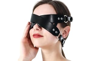 Ögonbindel SM svart PU-läder med korsdesign & justerbar rem – bondage ögonmask för par & BDSM-nybörjare FOPS B60