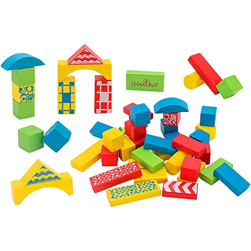 Legnoland- Secchiello Costruzioni Legno Colorati, 50 Pezzi, Multicolore, 35503