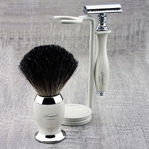 Haryali London Mens Shaving Kit with Double Edge Safety Razor, Black Badger Hair Brush and Stainless Steel Stand Perfect… - Image 3