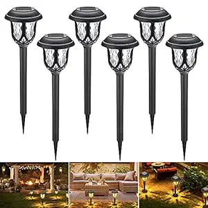 Solar Light for Home New 6 Pack Solar Garden Lights Outdoor with IP44 Double Waterproof, LED Solar Path Lights for Landscape, Patio, Yard, Auto On/Off Dusk to Dawn Warm White Light