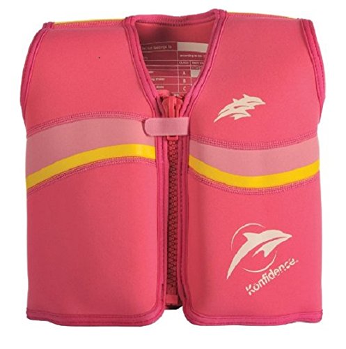 Konfidence Children's Original Swim Jacket - Fuchsia Wave, Medium/4 - 5 Years