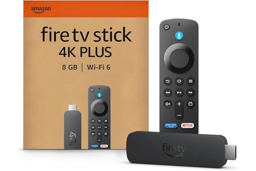 Amazon Fire TV Stick 4K Plus streaming device, supports Wi-Fi 6, Dolby Vision/Atmos, HDR10+