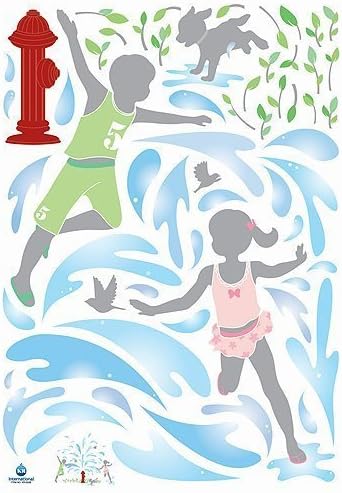 Easy Instant Home Decor Wall Sticker Decal - Kids Playing With Fire Hydrant by KR International