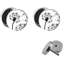 UNICORN Fake Plug Ohrstecker - Einhorn Mit Regenbogen Motiv 10mm Chirurgenstahl