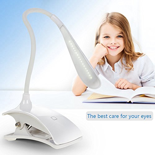 Aogolouk Leselampe Buchlampe, 16 LED Tischlampe Kontrolle Touchscreen, Dimmable eye- Versorgung mit Ladegerät USB Port, 3 Stufe Helligkeit, Flexarm, Lampe Reise, Portable LED wiederaufladbar Leselampe für Lesen Licht, Lesung verstellbar Büro Lampe für Erwachsene/ Kinder - 2