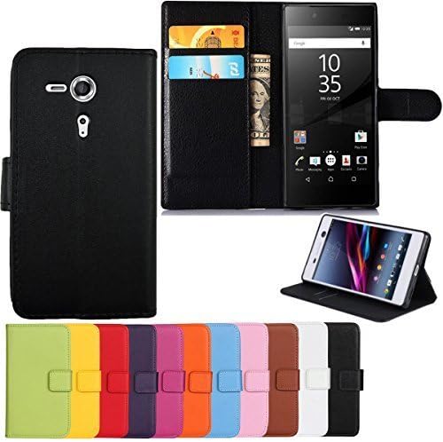 Sony Xperia SP Case,Quality Leather Case, Flip Folio Book Case, Money Pouch Wallet Cover with Kick Stand for Sony Xperia SP - Black