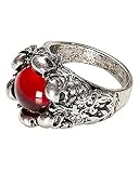Maße: One Size Horror-Shop Ring mit rotem Schmuckstein für Piraten & Gothic Kostüme