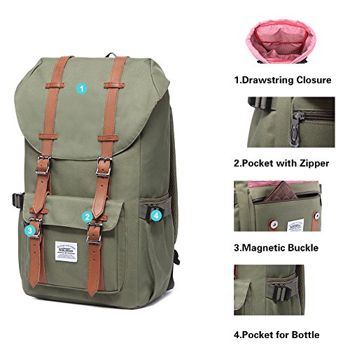 Rucksack Damen Herren Studenten Backpack KAUKKO 17 Zoll Laptop Rucksack für 15″ Notebook Lässiger Daypacks Schüler Backpacks Schultaschen of 2 Side Pockets für Wandern Reisen Camping - 3