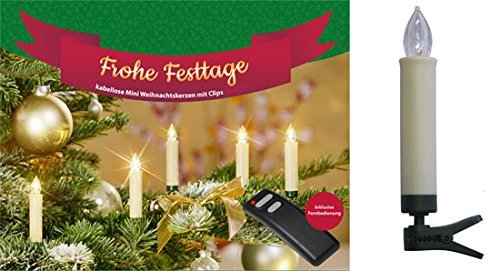 Preisvergleich Produktbild LED Weihnachtskerzen 20er Set / kabellose Weihnachtsbaumbeleuchtung mit Befestigungsclip / ohne Batterien / für Innen- und geschützten Außenbereich