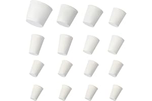 Pinenuts Solid Rubber Stopper, 16 Pcs Solid Rubber Bungs Laboratory Rubber Plug Pipe Tank Bottle Sealing Plug Tapered Hole Bung, 8 Assorted Sizes