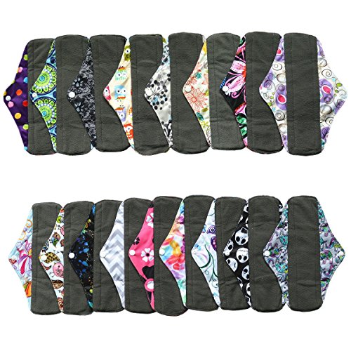 6 Pieces 10 Inch Regular Charcoal Bamboo Mama Cloth/ Menstrual Pads/ Reusable Sanitary Pads - You Choose 6 From 17 Designs and Send the Message to Me