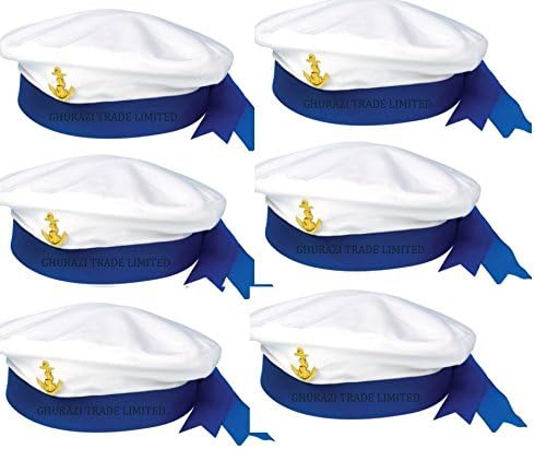 x6 SAILOR HATs MARINE NAVY SEA MAN CAPTAINS UNISEX FANCY DRESS SAILORS HAT
