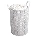 Produktbild BAIHT HOME Wäschekorb, groß, 59,9 cm, schwarzes Gittermuster, schmutzige Kleidung, Kordelzug, wasserdicht, rund, Baumwollleinen, Faltbare Aufbewahrungstaschen