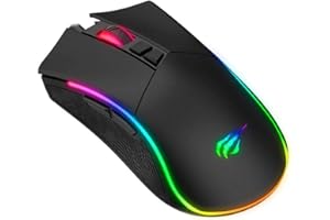 havit Gaming Maus mit Kabel - Computer Maus [mit USB Kabel und LED-Switch-Button] - Gaming Mouse [mit RGB-Beleuchtung] - Modell MS1001 [Schwarz]