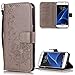 Produktbild FNBK Samsung Galaxy S7 Hülle Leder Grau Löwenzahn Blumen Handyhülle Holster Leder Flip Wallet Cover Tasche Stand Case Card Slot Magnetverschluß Kratzfestes Schutzhülle