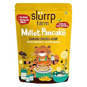 Slurrp Farm Instant Breakfast Millet Pancake Mix, Banana Choco-Chip And Supergrains, Natural And Healthy Food, 150g