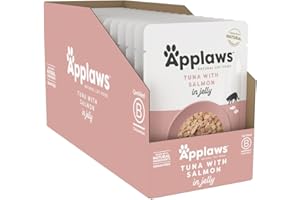 Applaws Natural Wet Cat Food, Tuna with Salmon in Jelly 70 g Pouch (Pack of 16)