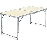 Toboli Campingtisch klappbar 120x60x70cm höhenverstellbar 54/61/70cm Klapptisch Aluminiumrahmen und Tischplatte aus MDF tragb