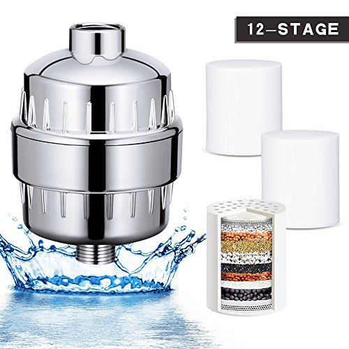 Wonyered - Filtro de ducha universal, purificador de agua de 12 etapas, eliminación exhaustiva del cloro, fácil instalación, filtro de agua de ducha reemplazable, con 3 cartuchos de filtro.