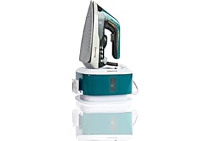 BEHOME Centro de Planchado con Caldera de Vapor Continuo, placa de cerámica 2250 W, capacidad 1,5 l, Filtro Antical incluido, base enrollacables, color gris oscuro, blanco y azul