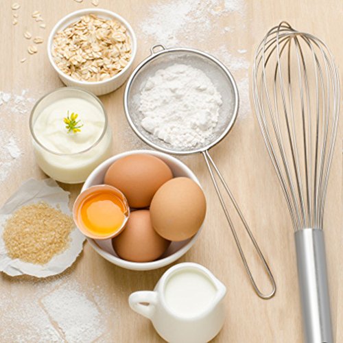 Edelstahl – Küchen Schneebesen – Ballonschneebesen, Eier, Milch. Küchenutensil zum Mischen, Schlagen und rühren, Set vo 3 – 8Zoll + 10Zoll + 12Zoll (Edelstahl) - 4