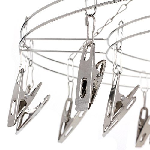 Merssavo 20 Clips Runde Edelstahl Wäscheständer Multifunktionale Socken Shorts Unterwäsche Kleiderbügel Hängend Regal - 4