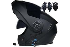 LETETEXI Bluetooth Integrated Flip Up Front Motorbike Helmets ECE Approved Anti-fog Dual Visors Crash Racing Motorcycle Helmet Noise Reduction Ventilation for Adults Men Women 55~62cm