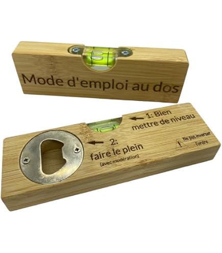 Décapsuleur Et Niveau à Bulle Papi - Cadeau Fête Des Pères - Bois Gravé - 2 En 1