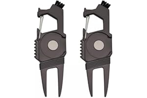 MiOYOOW 2 Pezzi Strumento di Riparazione Divot Golf, Forchetta Golf con Pennarello Magnetico Golf Palla/Apribottiglie/Funzione Spazzola Club, Accessori Golf per Golfista