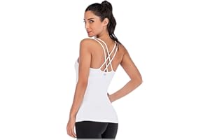 Leoyee Débardeur Femme Yoga Gilet Sport Compression T-Shirt Extensible sans Manches Dos Nu Top Sexy pour Sport Fitness Gym Running Veste