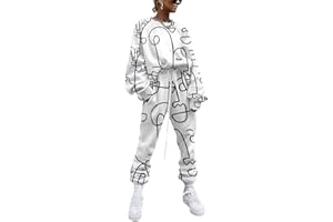 ticticlily Ensemble de Survêtement Femme 2 Pièces Sweat et Pantalon Jogging avec Cordon et Poches Chic Sportswear Imprimé Tie-Dye Tenue de Sport Loisirs pour Femme Loungewear