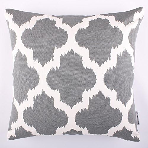 Ikat Moroccan Lattice Cushion Pillow Cover 18x18" 45x45cm By DecorUnited (Grey)
