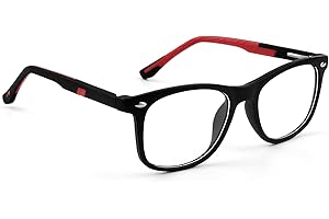 GCNWW Blue Light Glasses Kids | Teens, Anti Blue Light Glasses with Black Frames and Red Temples, Suitable for Use in Places Such as Playing Games Watching TV Playing with Mobile Phones