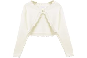 Balancora Mädchen Strickjacke Basic Bolero Kinder Langarm Schulterjacke Bolerojäckche Top Partykleid Kommunionkleid Taufkleid