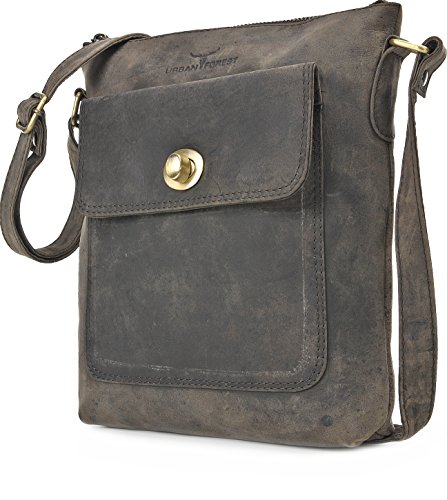 URBAN FOREST, Cntmp, Leather, Handbags, Messenger, Messengerbags, Leisure Bags, Cross Body Bags, Crossover Taschen, Natural Leather, Leather, 22x26x4cm (W x H x D) (Brown (Darkbrown))