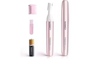 TOUCHbeauty Tondeuse Visage Sourcils Electrique Femme Mini Rasoir Facial à Pile, Rasage de Precision, Aucun Risque de Coupure, Une Petite Brosse de Nettoyage Fournie AG-1658P(Rose)