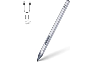SSS·GRGB Stylus Pen for Microsoft Surface Pro 12/11/10/9/8/7/6/5/4/X Surface Go/Laptop/Book/Studio/Duo/HP/ASUS Series, 4096 Pressure Sensitivity, Palm Rejection Function, Eraser & Right-Click Shortcuts, Silver