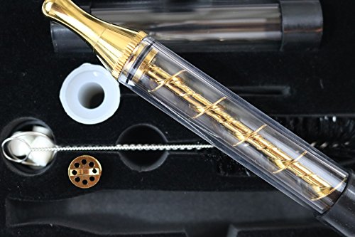 Skanka Twister Glas-Blunt 1,5 Gramm Kräuter Vaporizer Pipe Quarzröhren Gummikappen Reinigungsbürste und Aufbewahrungsbox in Gold mit Drip Tip und Silikon Fit für Bong - 6