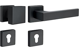 Gedotec Set intercambiabile maniglia per porta in alluminio maniglia a leva pomello nero | PUSH 1317 | PZ - cilindro profilo | maniglia per porta antica vintage