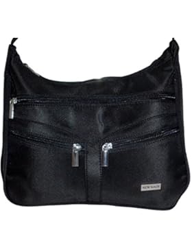 New Bags Shopper Handtasche schwarz Tasche Damentasche Umhängetasche Spinnstoff